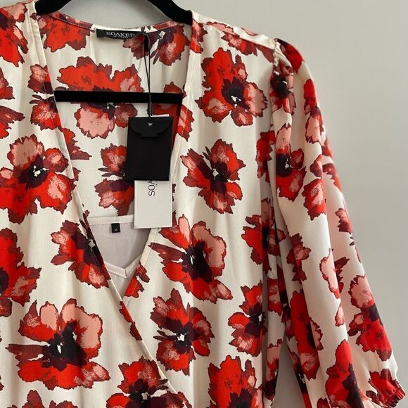 🇩🇰NWT Soaked in Luxury Isabeth Satin Wrap Dress with slip - Picture 11 of 15